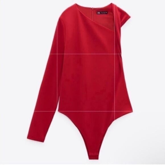 Zara Asymmetrical Dark Red Bodysuit(Size XXL) - Picture 1 of 6